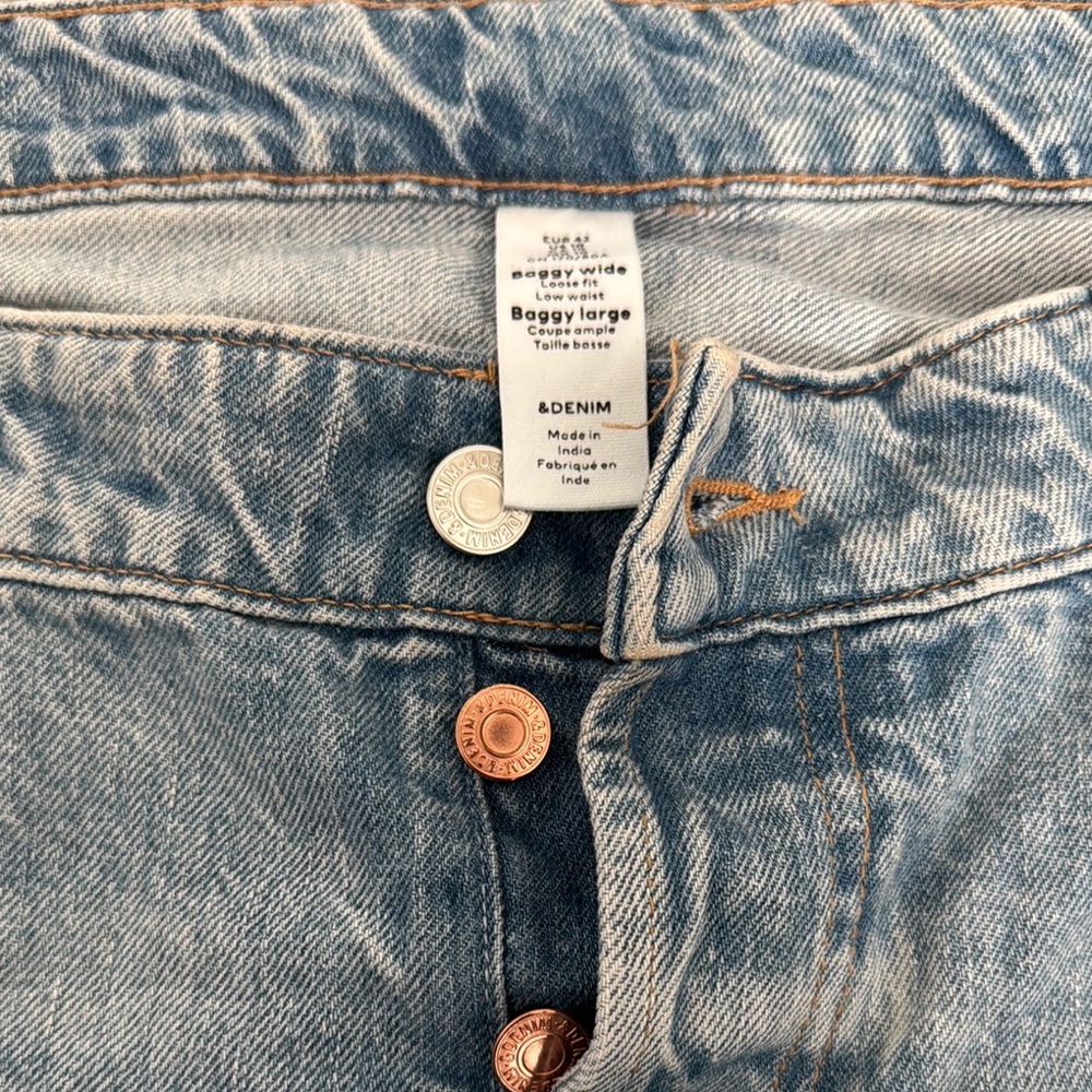 H&M Blue Flare Wide Leg baggy Jeans Classic Style